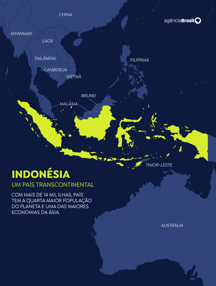 Arte EBC Mapa da Indonésia, novo integrante dos Brics