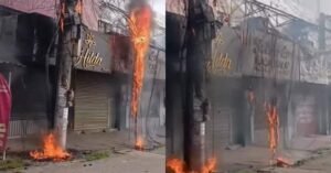 Poste pega fogo na BR-316, em Ananindeua