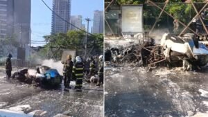 Seis pessoas ficaram feridas após queda de avião em SP