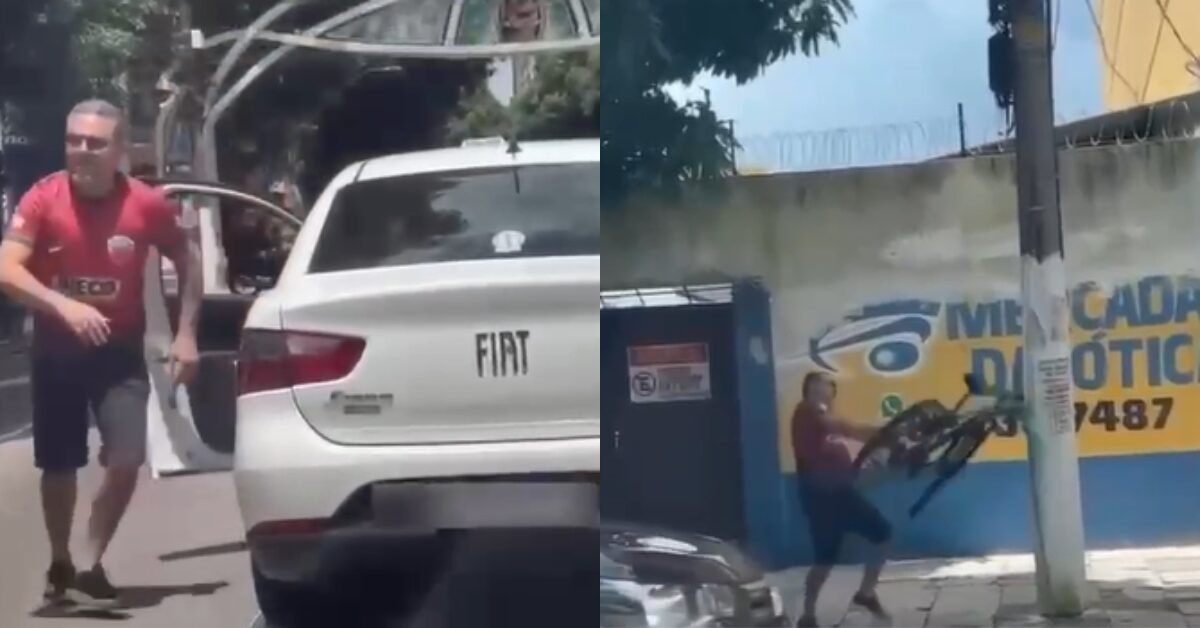 Vídeo: taxista revoltado arremessa bicicleta após discussão com ciclista em Belém