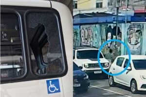 Homem quebra janela de ônibus Geladão com pedrada em Belém; suspeito foi identificado