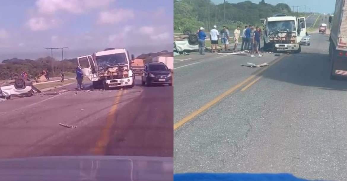 Acidente entre carro e carreta termina com duas pessoas feridas na BR-316, em Santa Maria do Pará