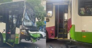 Colisão entre três ônibus deixa 15 pessoas feridas no centro de Belém
