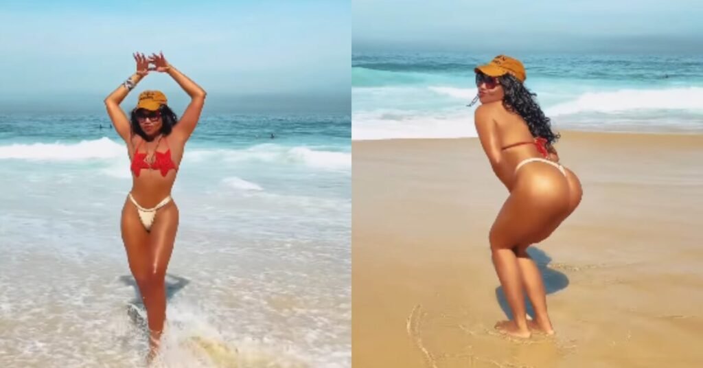 Gaby Amarantos comemora perda de peso com dancinha sensual em praia