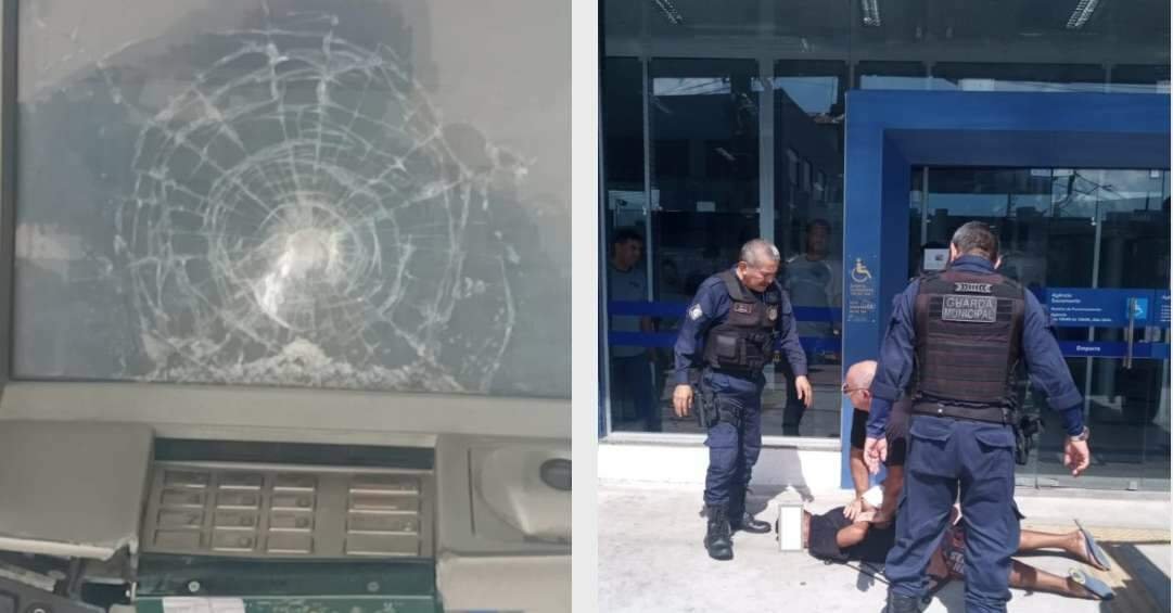 Homem quebra caixa eletrônico após ter empréstimo negado em agência bancária, em Belém