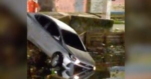 Carro cai dentro de canal na avenida Generalíssimo, em Belém