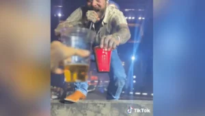 Post Malone brinda com fãs e acaba caindo do palco durante show; vídeo