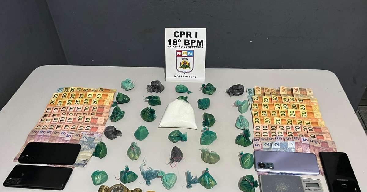 Mulher é presa e adolescente apreendido suspeitos de tráfico de drogas em Monte Alegre