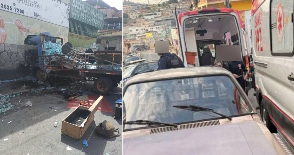 Homem sobrevive após caminhão perder freio e morre após ambulância bater