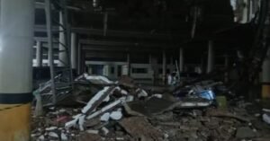 Laje do Largo da Palmeira desaba durante chuva em Belém e deixa trabalhador ferido