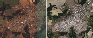 Imagens de satélite mostram antes e depois de tornado no Paraná